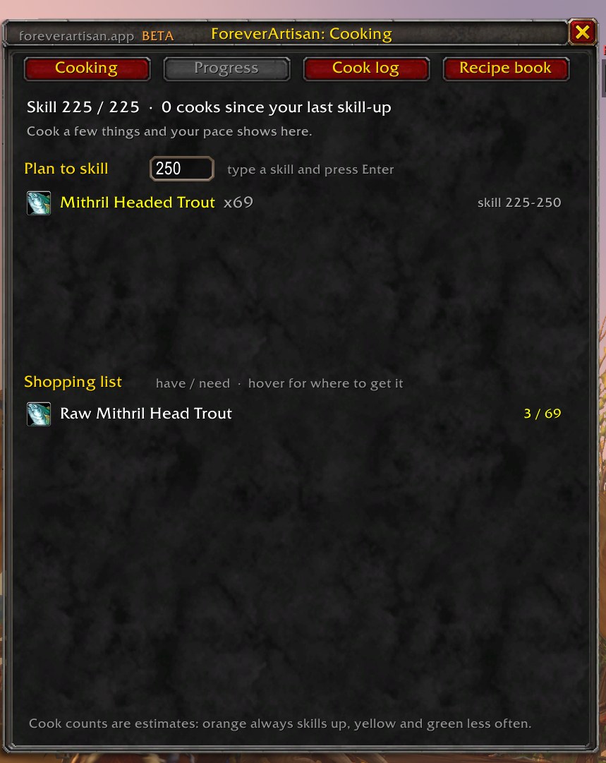 Cooking plan