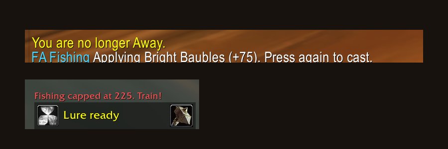 Chat line and lure alert from the Fishing module